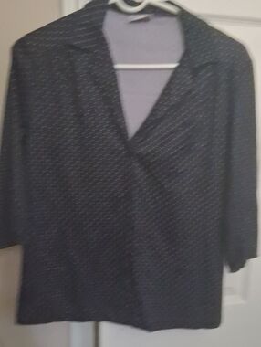 Ladies Black Microdot Button-Up Shirt